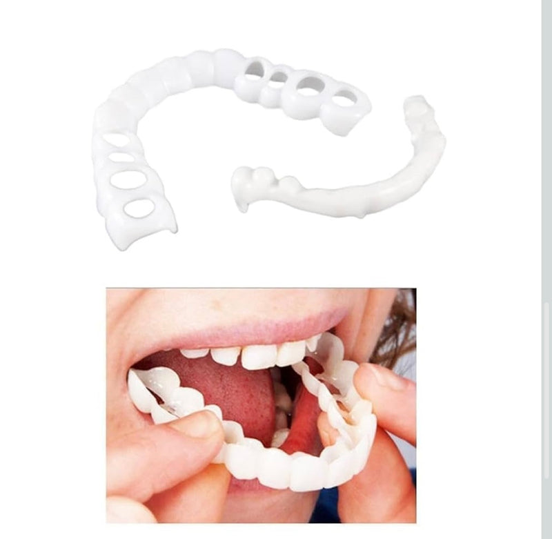 Snap-On Instant Perfect Smile Veneers Comfortable Flex Fit Dentures for Top & Bottom Teeth White Tooth Cosmetic Cover PACK OF 1